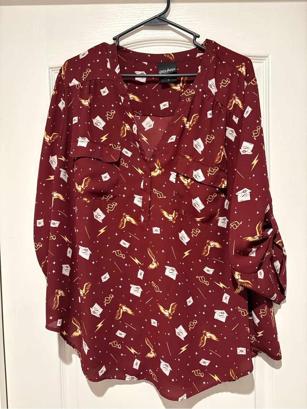 Torrid Harry Potter Harper Shirt Size 2 Letter Lightning Bolts Gryffindor